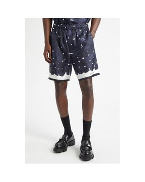 Givenchy Floral Elastic Waist Silk Shorts - Blue