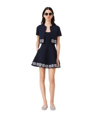Maje Cardigan With Crochet Panels - Blue