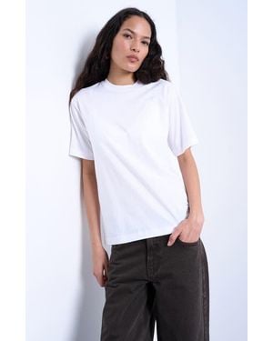 T-shirt basique col V en lin mélangé BEIGE - Algérie