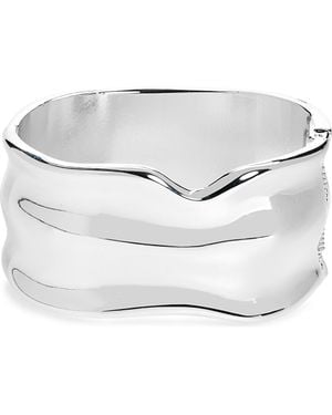 Open Edit Molten Wide Hinged Cuff Bracelet - White