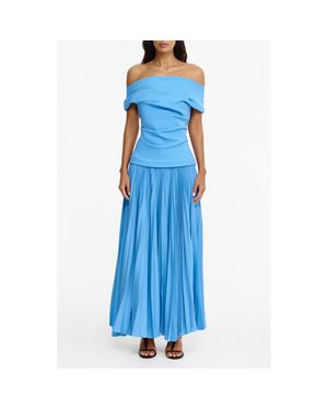 Acler Haileypark Gathered Pleated Off The Shoulder Gown - Blue