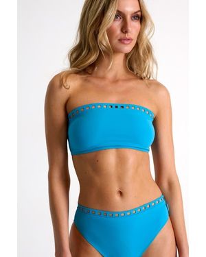 Shan Bandeau Bikini Top With Mosaic Cutouts - Blue