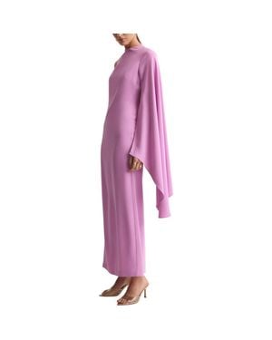 Mango One-Shoulder Cape Maxi Dress - Purple