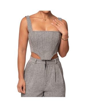 JLUXLABEL Herringbone Crop Corset Top - Gray