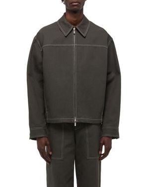 Helmut Lang Topstitch Detail Cotton Carpenter's Jacket - Gray