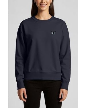 Alix Butterfly Relaxed Fleece Crewneck Sweatshirt - Blue