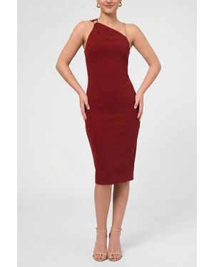 Rachel Roy Sia One Shoulder Chain Strap Midi Dress - Red