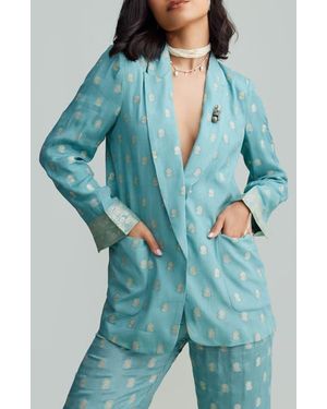 holiCHIC Zoya Metallic Blazer - Blue