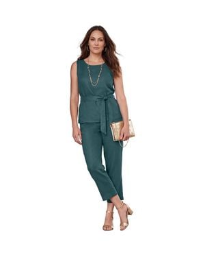 Jessica London 2 Piece Linen Capri Set - Green