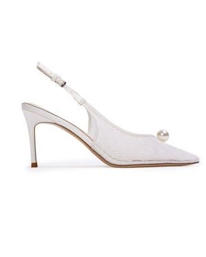 Black Suede Studio Reina 80 Lace Pump - White
