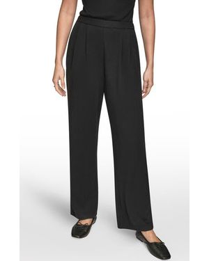 Donna Karan High Waist Wide Leg Pull-On Pants - Black