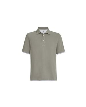 BRUNELLO CUCINELLI ポロシャツ　グリーングレー Men's casual t-shirts & polo shirts | Brunello Cucinelli