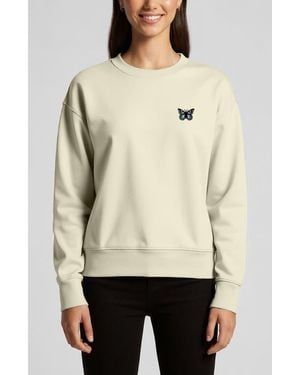 Alix Butterfly Relaxed Fleece Crewneck Sweatshirt - Natural