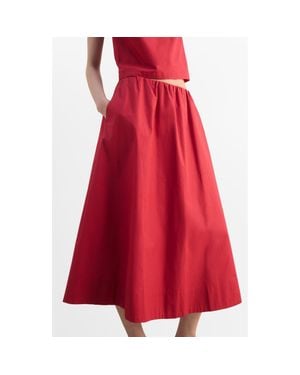 Mango Cotton Midi Skirt - Red