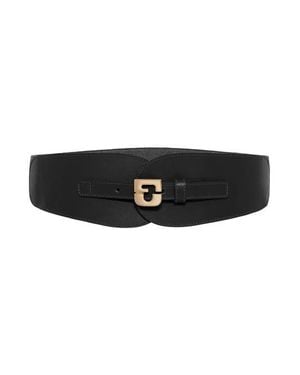 Gerard Darel Olympe Logo Leather Corset Belt - Black