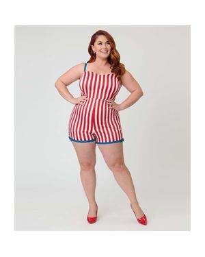 Unique Vintage Plus Size 1960S Ossining Romper - Red