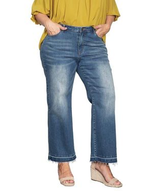 Standards & Practices Relaxed Release Hem Straight Leg Jeans - Blue