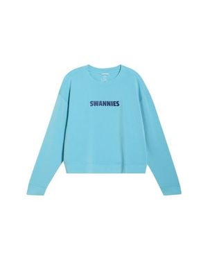 Swannies Monica Logo Graphic Crop Sweatshirt - Blue