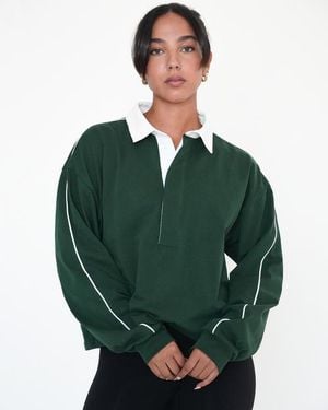 Rebody Active Rugby Piping Relaxed Polo Top - Green