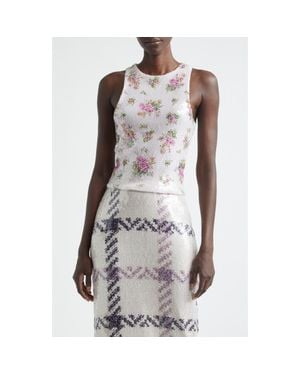 Brandon Maxwell The Noemi Paillette & Cashmere Floral Tank - Multicolor