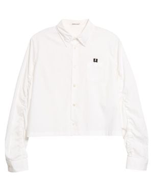 Undercover Boxy Crop Cotton Button-Up Shirt - White