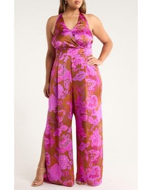 Sugarlips Lorian Floral Magic Moment Halter Jumpsuit - Red