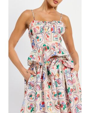 En Saison Nayeli Print Peplum Camisole - Multicolor