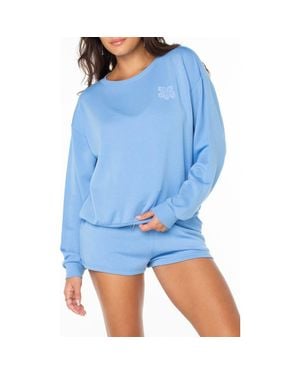 Roxy Surfing By Moonlight Embroidered Graphic Sweatshirt - Blue