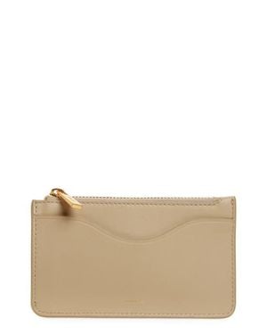 Vince Leather Zip-Top Card Case - Brown