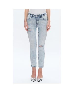 Bayeas Kelly Ripped Mid Rise Crop Skinny Jeans - Blue