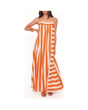 Petal & Pup Yanika Stripe Cotton Maxi Sundress - Orange