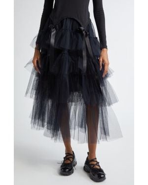 Simone Rocha Tiered Tulle Tutu Midi Skirt - Blue