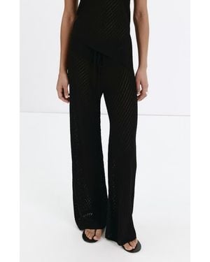Mango Straight Leg Knit Pants - Black