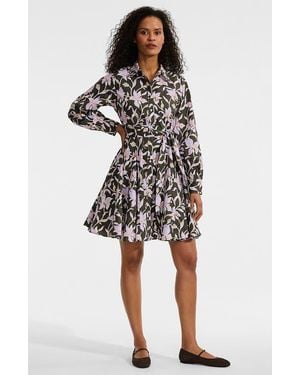Lands' End Poplin Button Front Dress With Godets - Black
