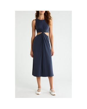 Beyond Yoga Around The World Front Twist Midi Dress - Blue