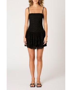 Nia Audrey Lace Tiered Cocktail Dress - Black