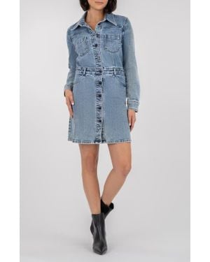 Kut From The Kloth Arlington Long Sleeve A-Line Denim Dress - Blue