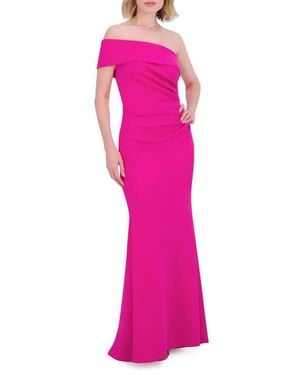 Eliza J Off The Shoulder Fit & Flare Gown - Pink