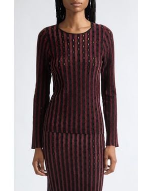 Zankov Lulu Open Stitch Stripe Sweater - Purple