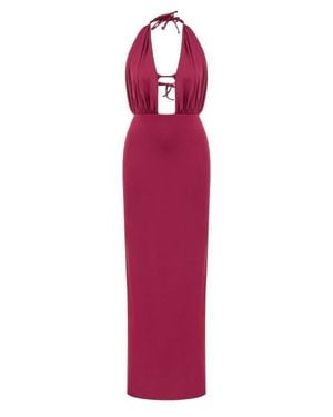 Jendue Siena Denim Maxi Dress - Red