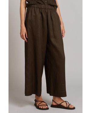 MM by Max Mara Canneti Wide Leg Linen Pants - Brown