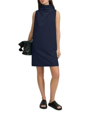 MARCELLA Minna Drape Turtleneck Sleeveless Dress - Blue