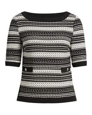 Ming Wang Stripe Knit Top - Black