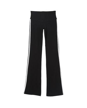 Lezat Ella Organic Cotton High-Rise Flare Stripe Leggings - Black
