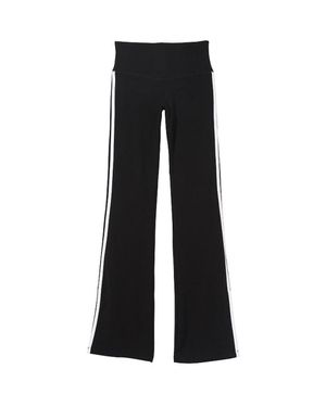 Lezat Ella Organic Cotton High-Rise Flare Stripe Leggings - Black
