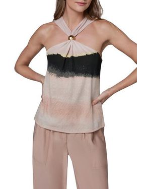 Donna Karan Printed Cinched Top - Brown