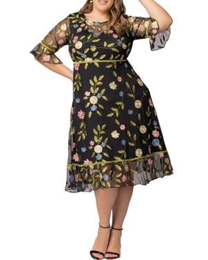 Kiyonna Wildflower Embroidered Dress - Black