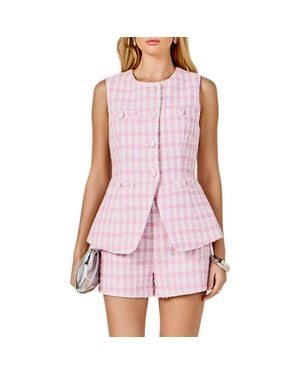 Endless Rose Tweed Peplum Vest - Purple