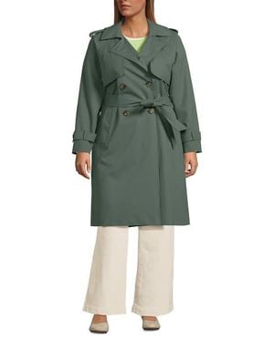 Lands' End Plus Size Squall Waterproof Modern Trench Raincoat - Green