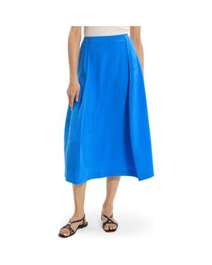 Theory Curved Parachute Silk Blend Skirt - Blue